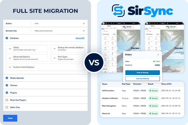 WP Migrate whole site migration VS Selective site migration